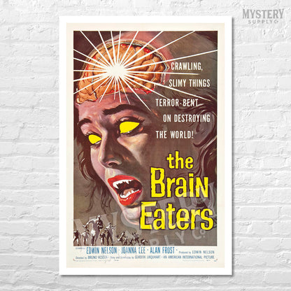 The Brain Eaters 1958 vintage horror science fiction fangs movie poster reproduction from Mystery Supply Co. @mysterysupplyco