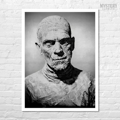 The Mummy 1932 Vintage Horror Movie Monster Boris Karloff Black and White Photo reproduction from Mystery Supply Co. @mysterysupplyco