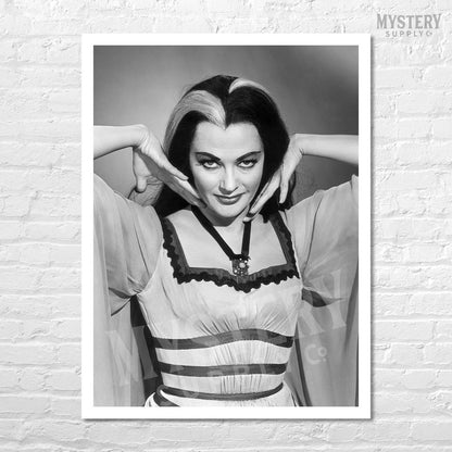 Lily Munster Yvonne De Carlo 1960s Vintage The Munsters Vampire Horror Monster Beauty Black and White Photo reproduction from Mystery Supply Co. @mysterysupplyco