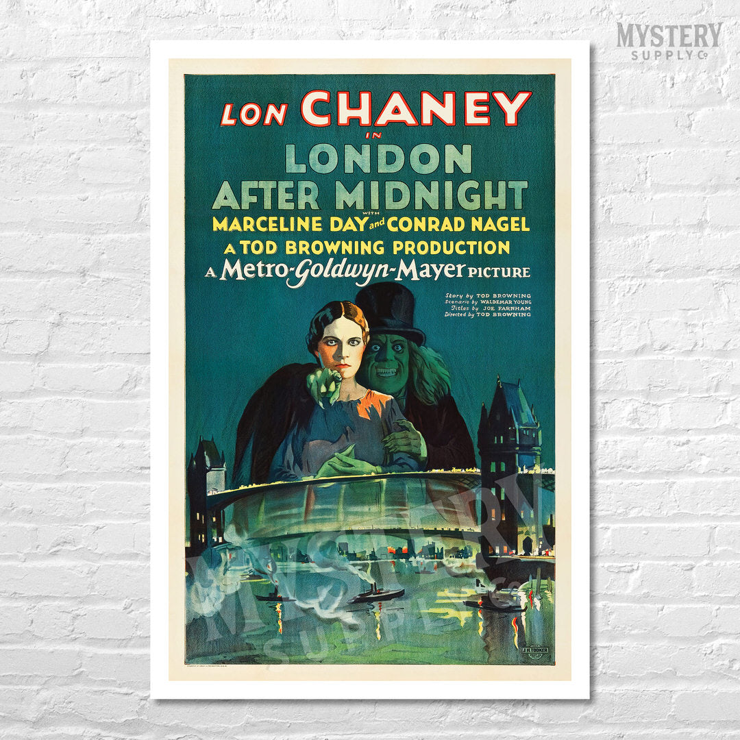 London After Midnight 1927 vintage Lon Chaney horror movie poster reproduction from Mystery Supply Co. @mysterysupplyco