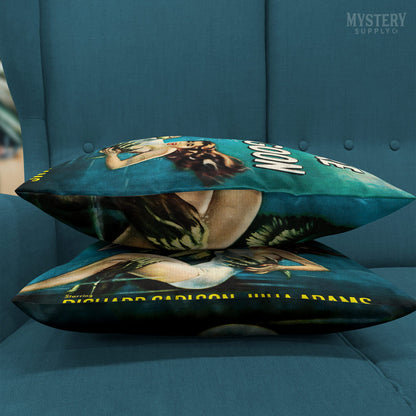 Creature from the Black Lagoon 1954 vintage horror monster gill man double sided decorative throw pillow home decor from Mystery Supply Co. @mysterysupplyco