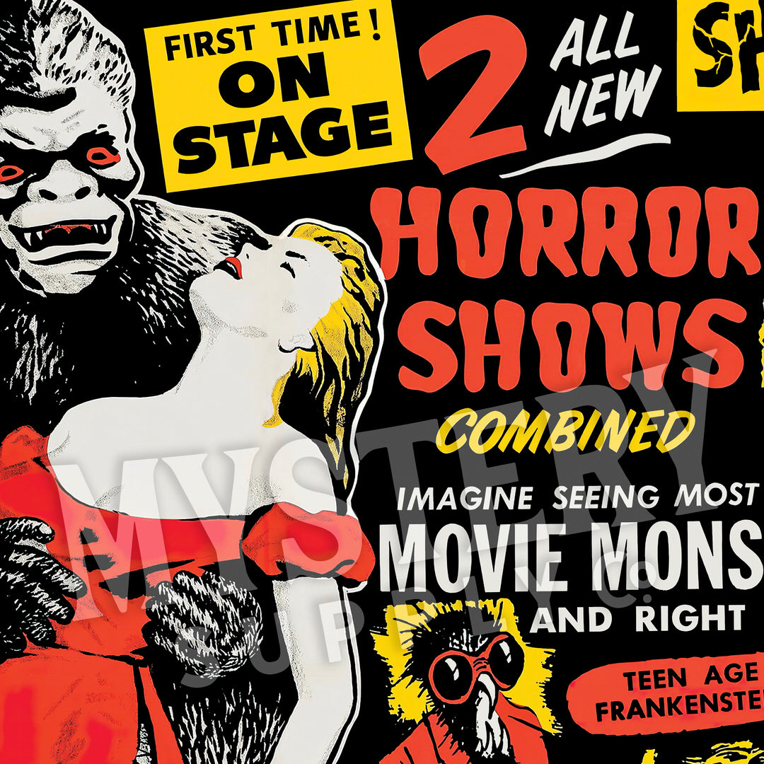 Dr. Macabres Frightmare of Movie Monsters 1950s vintage horror monster shock show poster reproduction from Mystery Supply Co. @mysterysupplyco