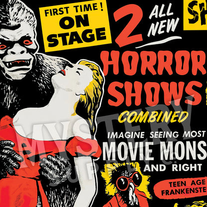 Dr. Macabres Frightmare of Movie Monsters 1950s vintage horror monster shock show poster reproduction from Mystery Supply Co. @mysterysupplyco