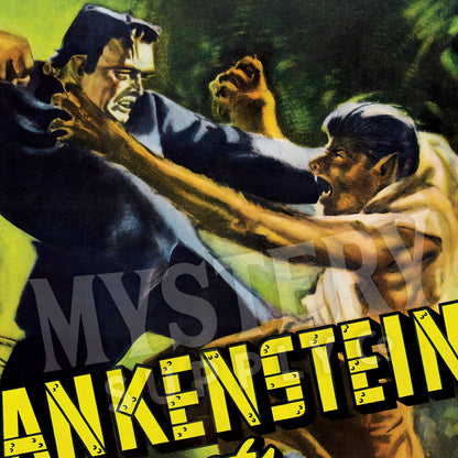 Frankenstein Meets the Wolf Man 1943 vintage horror monster werewolf movie poster reproduction from Mystery Supply Co. @mysterysupplyco