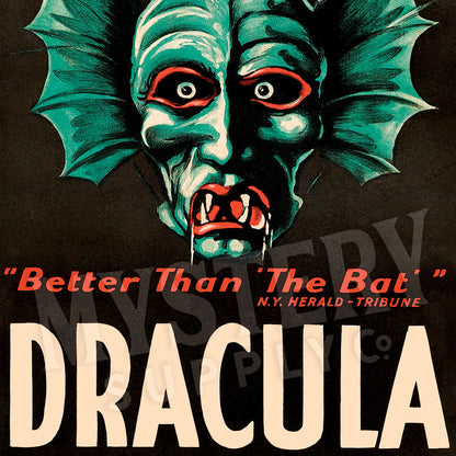 Dracula 1928 vintage horror vampire monster movie poster reproduction from Mystery Supply Co. @mysterysupplyco