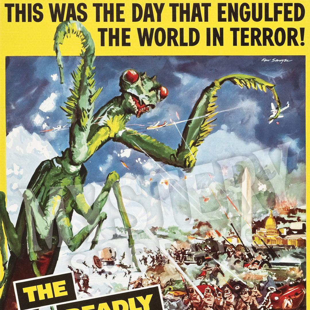 The Deadly Mantis 1957 vintage science fiction horror monster movie poster reproduction from Mystery Supply Co. @mysterysupplyco