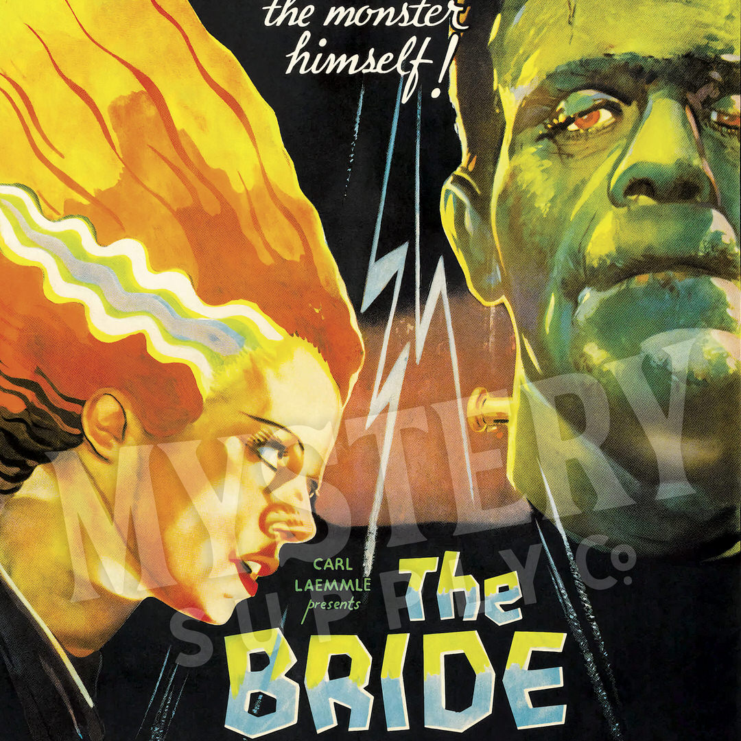 The Bride of Frankenstein 1935 vintage horror monster movie poster reproduction from Mystery Supply Co. @mysterysupplyco