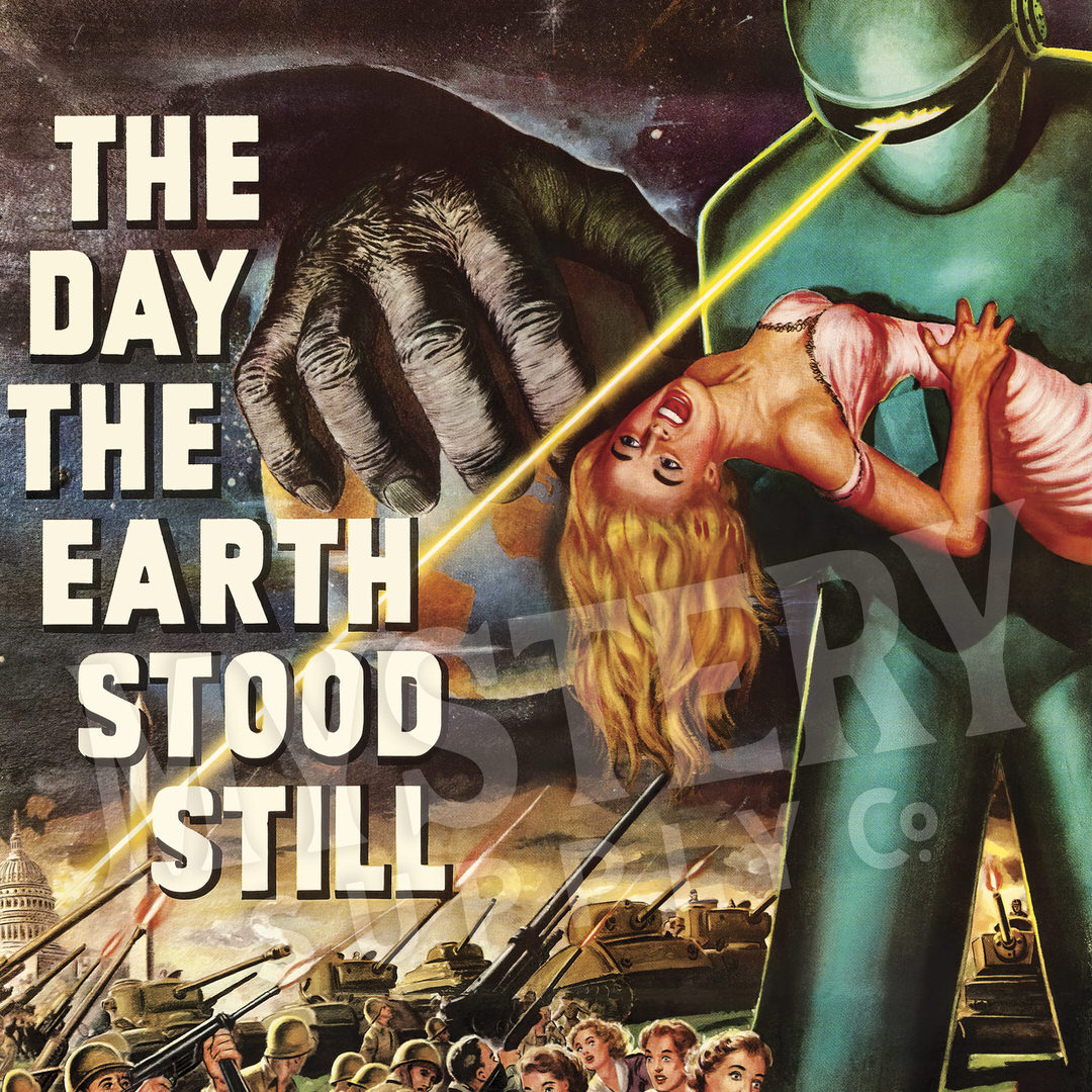 The Day the Earth Stood Still 1951 vintage science fiction robot movie poster reproduction from Mystery Supply Co. @mysterysupplyco