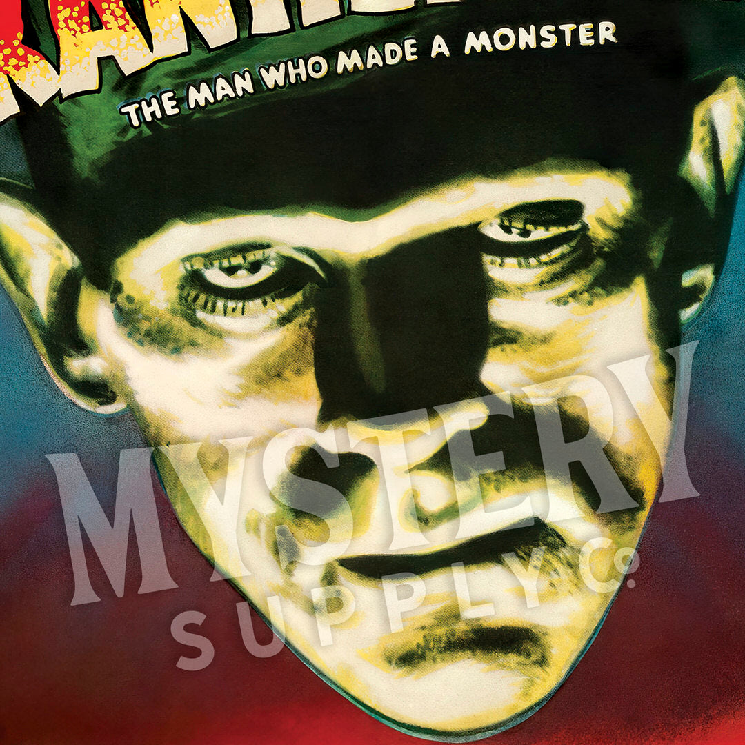 Frankenstein 1947 vintage horror monster movie poster reproduction from Mystery Supply Co. @mysterysupplyco