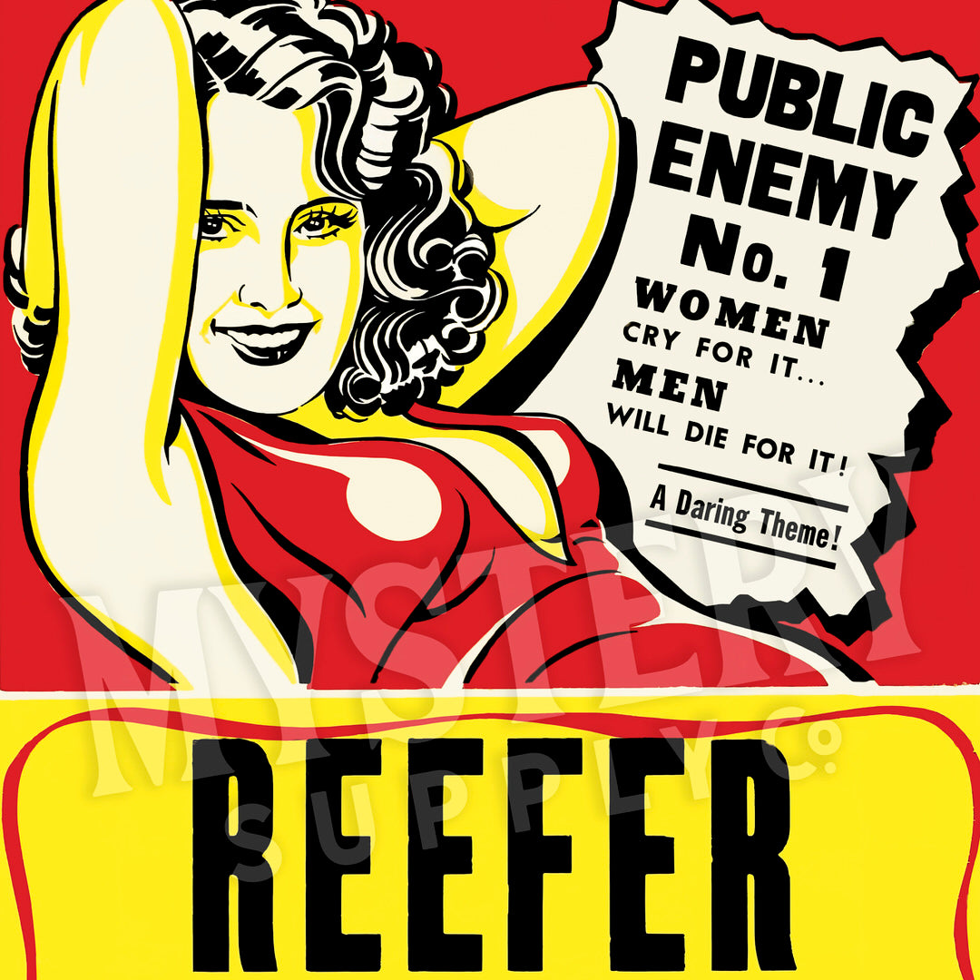 Reefer Madness 1950s vintage marijuana weed cannabis exploitation movie poster reproduction from Mystery Supply Co. @mysterysupplyco