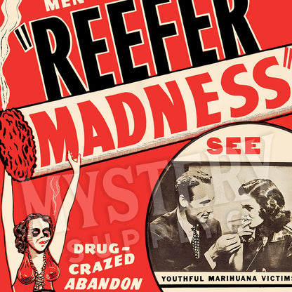 Reefer Madness 1930s vintage marijuana weed cannabis exploitation movie poster reproduction from Mystery Supply Co. @mysterysupplyco