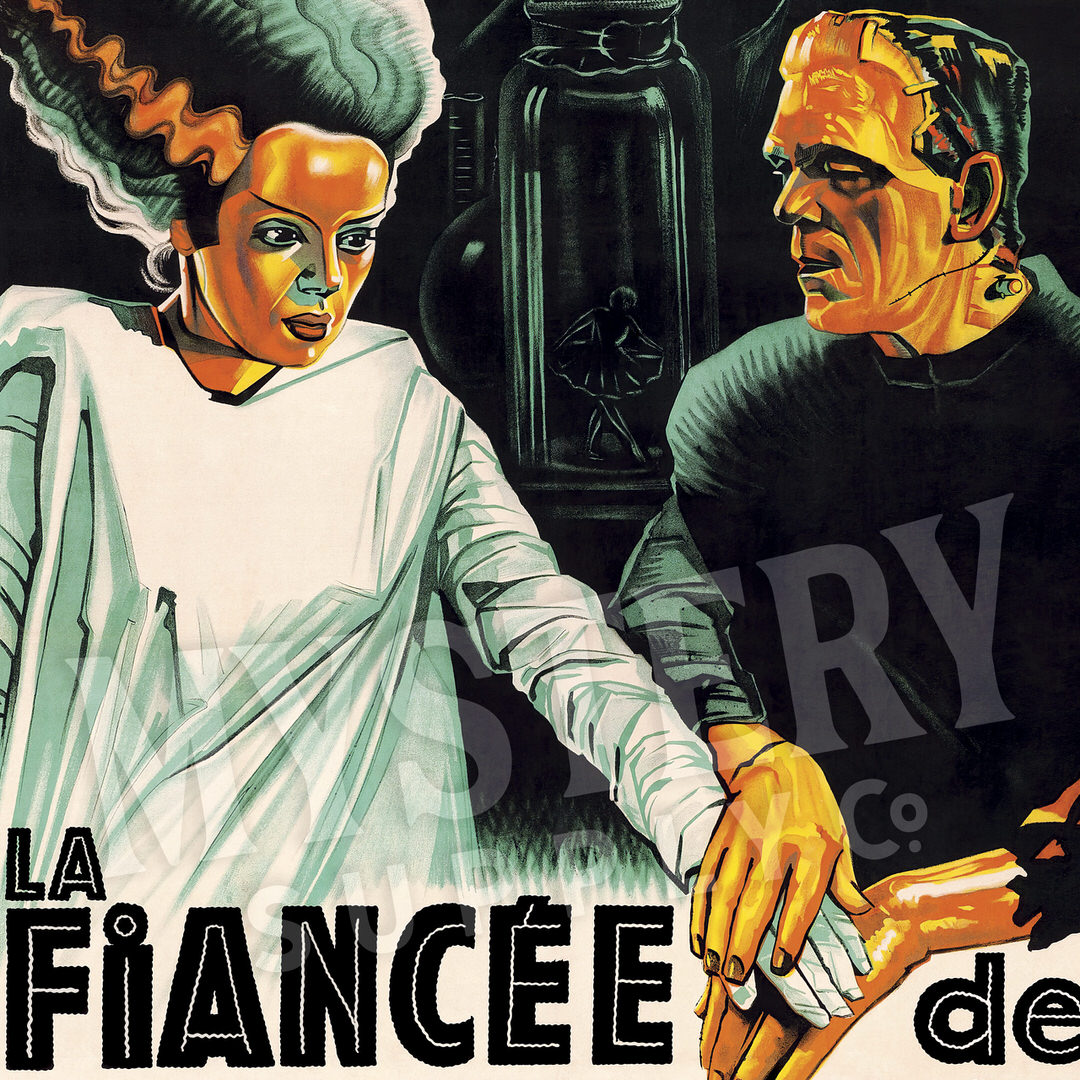 Bride of Frankenstein 1935 French Vintage Horror Movie Monster Movie Poster reproduction (La Fiancee de Frankenstein) from Mystery Supply Co. @mysterysupplyco