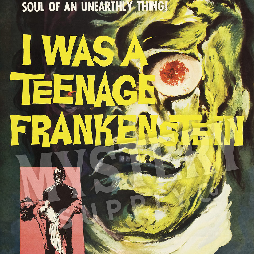 I Was A Teenage Frankenstein 1957 vintage horror monster movie poster reproduction from Mystery Supply Co. @mysterysupplyco