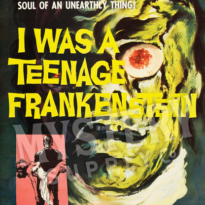 I Was A Teenage Frankenstein 1957 vintage horror monster movie poster reproduction from Mystery Supply Co. @mysterysupplyco