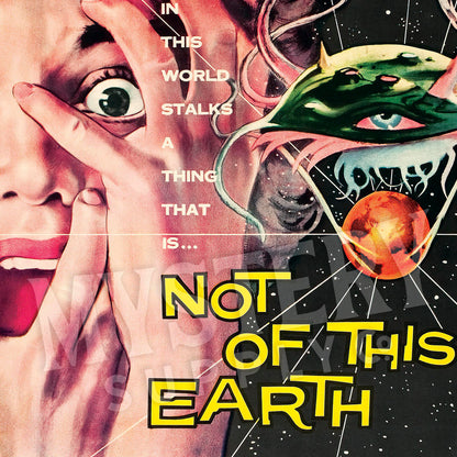 Not of This Earth 1957 vintage science fiction UFO flying saucer alien martian movie poster reproduction from Mystery Supply Co. @mysterysupplyco