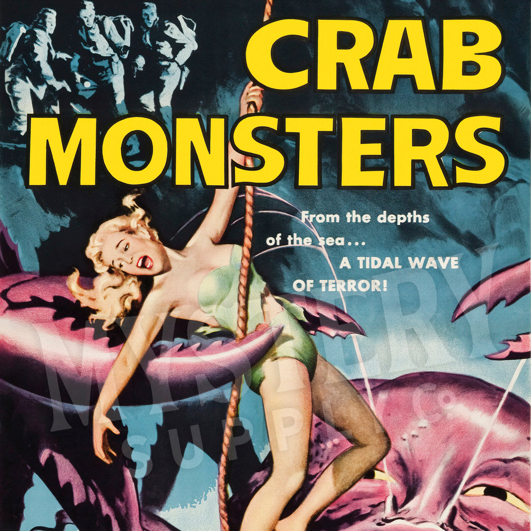 Attack of the Crab Monsters 1957 vintage science fiction Roger Corman movie poster reproduction from Mystery Supply Co. @mysterysupplyco