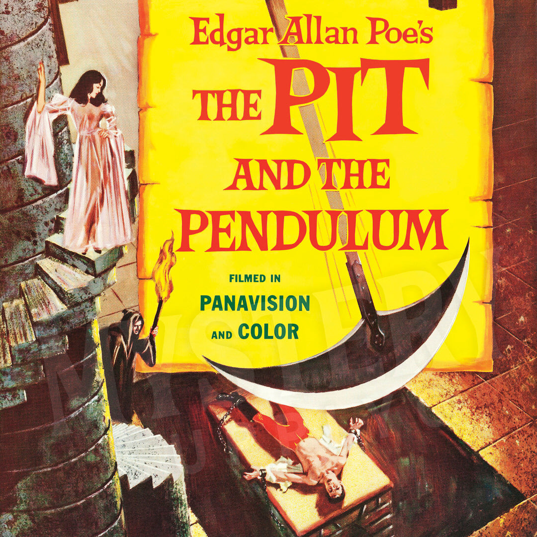 The Pit and the Pendulum 1961 vintage horror torture Vincent Price Roger Corman Edgar Allan Poe movie poster reproduction from Mystery Supply Co. @mysterysupplyco