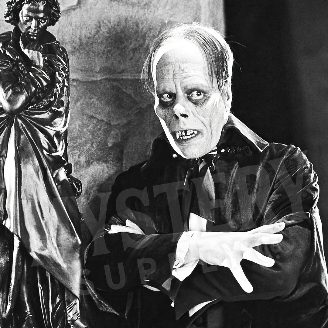 Phantom of the Opera 1925 Vintage Horror Movie Monster Lon Chaney Black and White Photo reproduction from Mystery Supply Co. @mysterysupplyco
