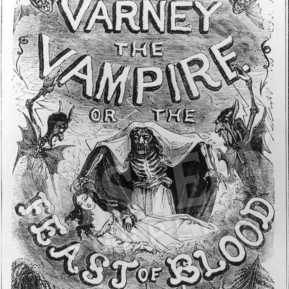 Varney the Vampire 1800s Feast of Blood Vintage Gothic Horror Story Cover Photo reproduction from Mystery Supply Co. @mysterysupplyco