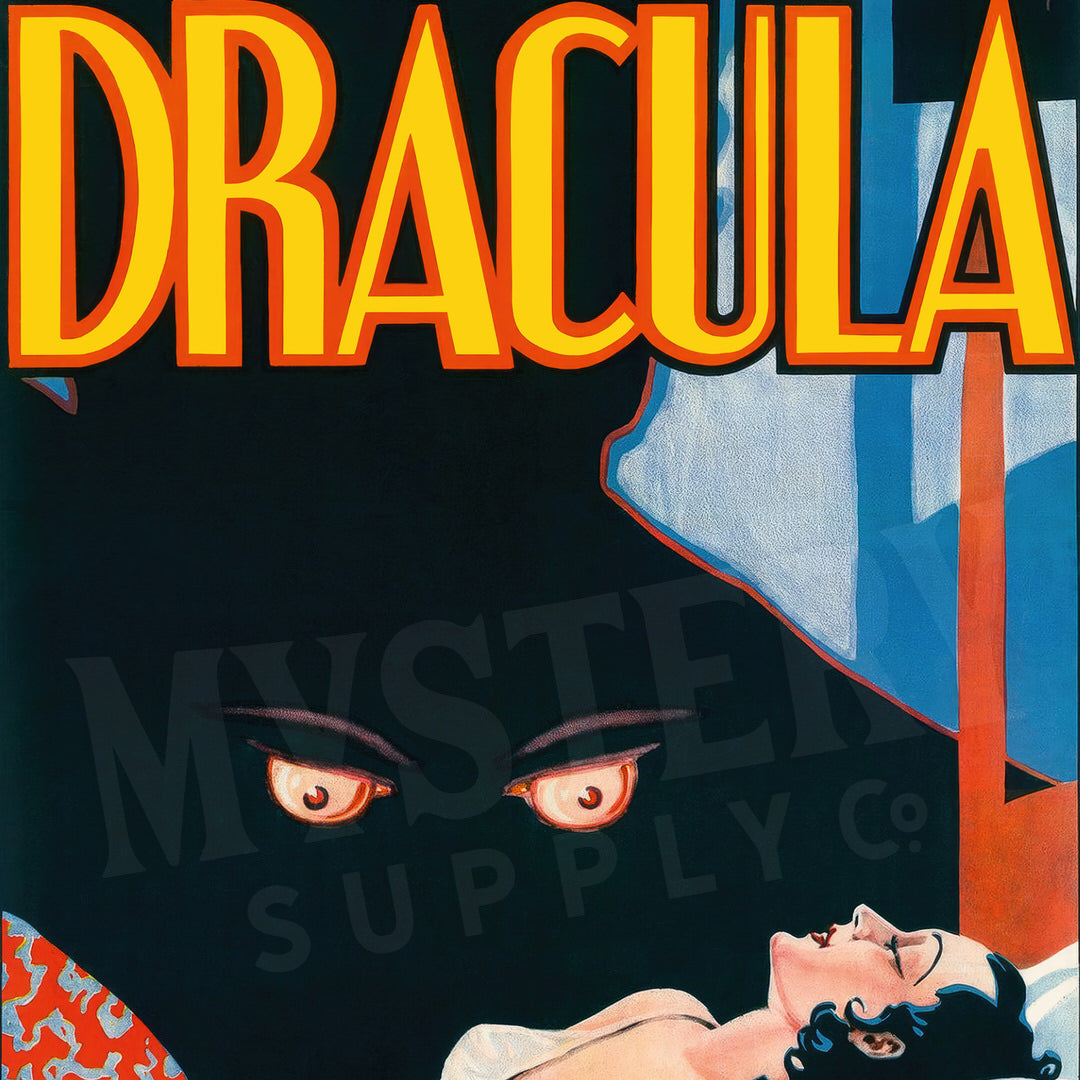 Dracula 1931 vintage horror monster vampire eyes movie poster style c reproduction from Mystery Supply Co. @mysterysupplyco