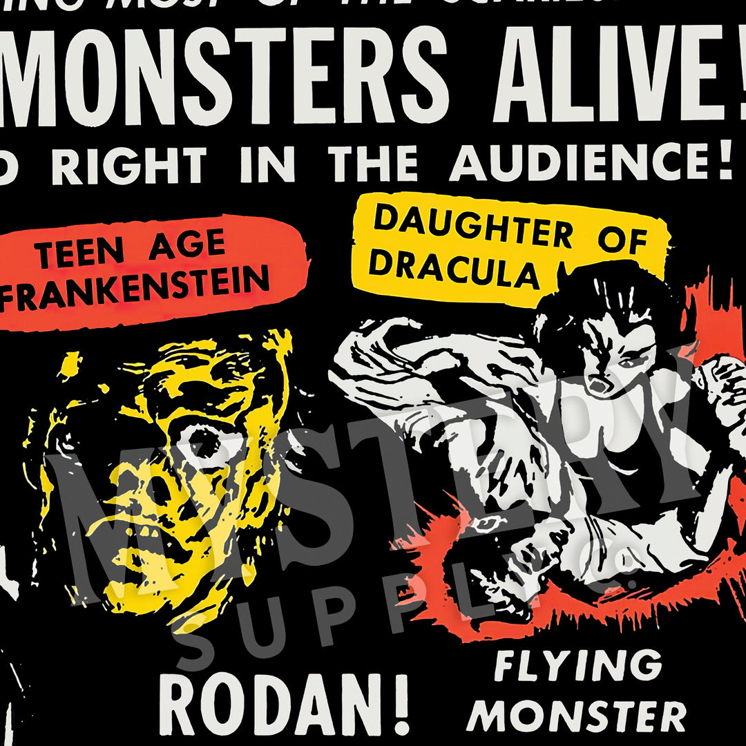 Dr. Macabres Frightmare of Movie Monsters 1950s vintage horror monster shock show poster reproduction from Mystery Supply Co. @mysterysupplyco