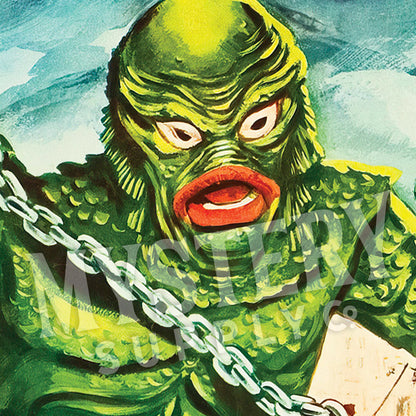 Revenge of the Creature 1955 vintage horror black lagoon gill man monster movie poster reproduction from Mystery Supply Co. @mysterysupplyco