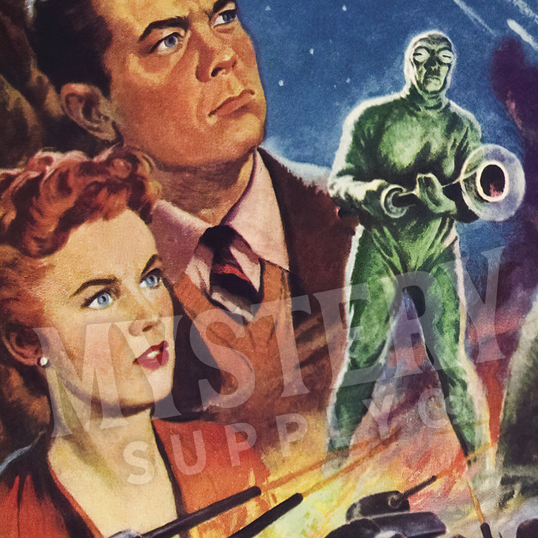 Invaders From Mars 1953 vintage science fiction UFO flying saucer alien martian movie poster reproduction from Mystery Supply Co. @mysterysupplyco