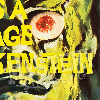 I Was A Teenage Frankenstein 1957 vintage horror monster movie poster reproduction from Mystery Supply Co. @mysterysupplyco