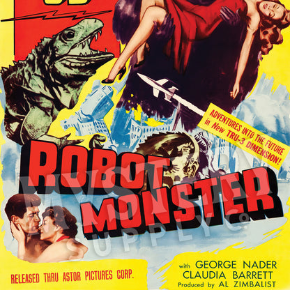 Robot Monster 1953 vintage science fiction lizard alien martian movie poster reproduction from Mystery Supply Co. @mysterysupplyco