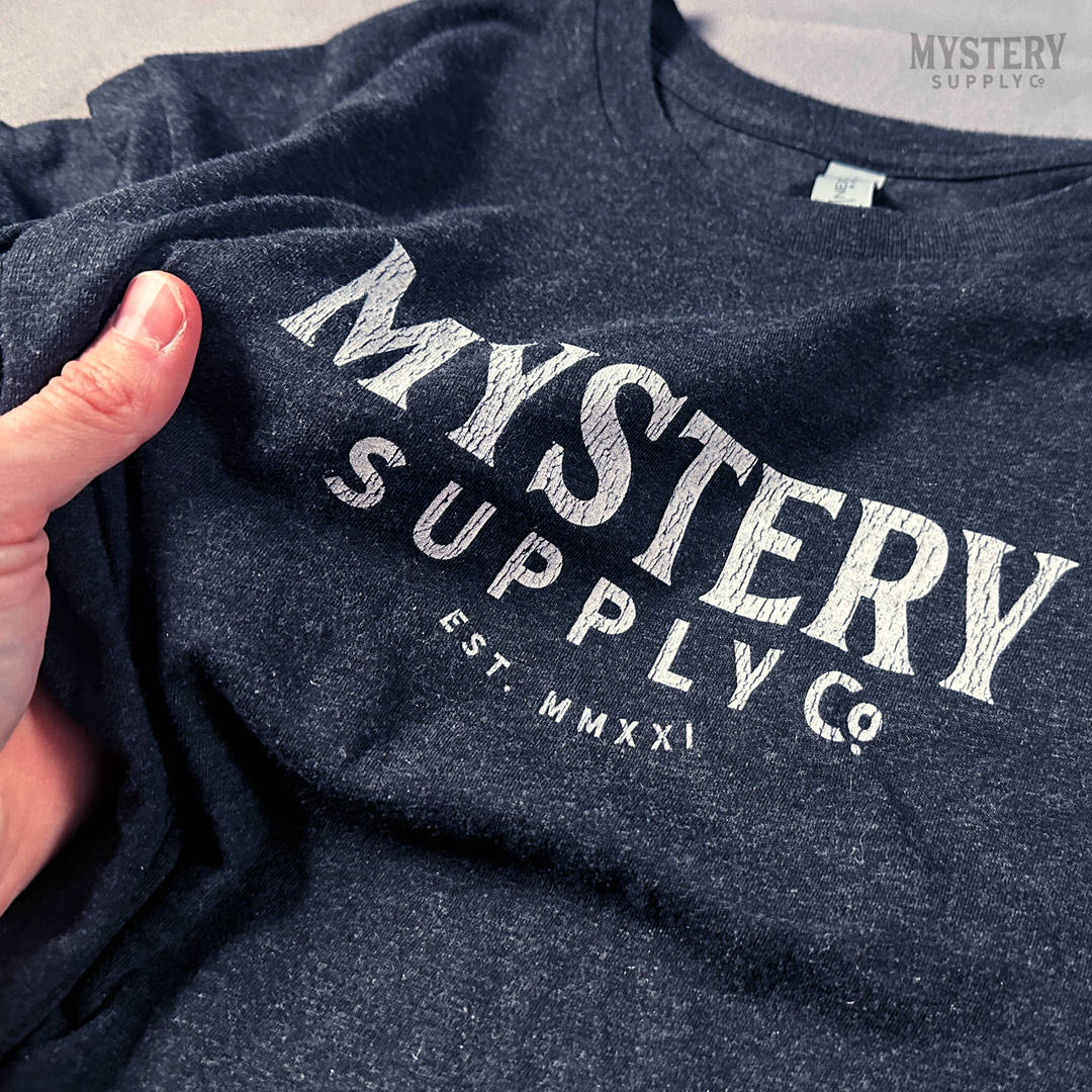Mystery Supply Co. Classic Text Logo T-Shirt - Black Heather texture detail