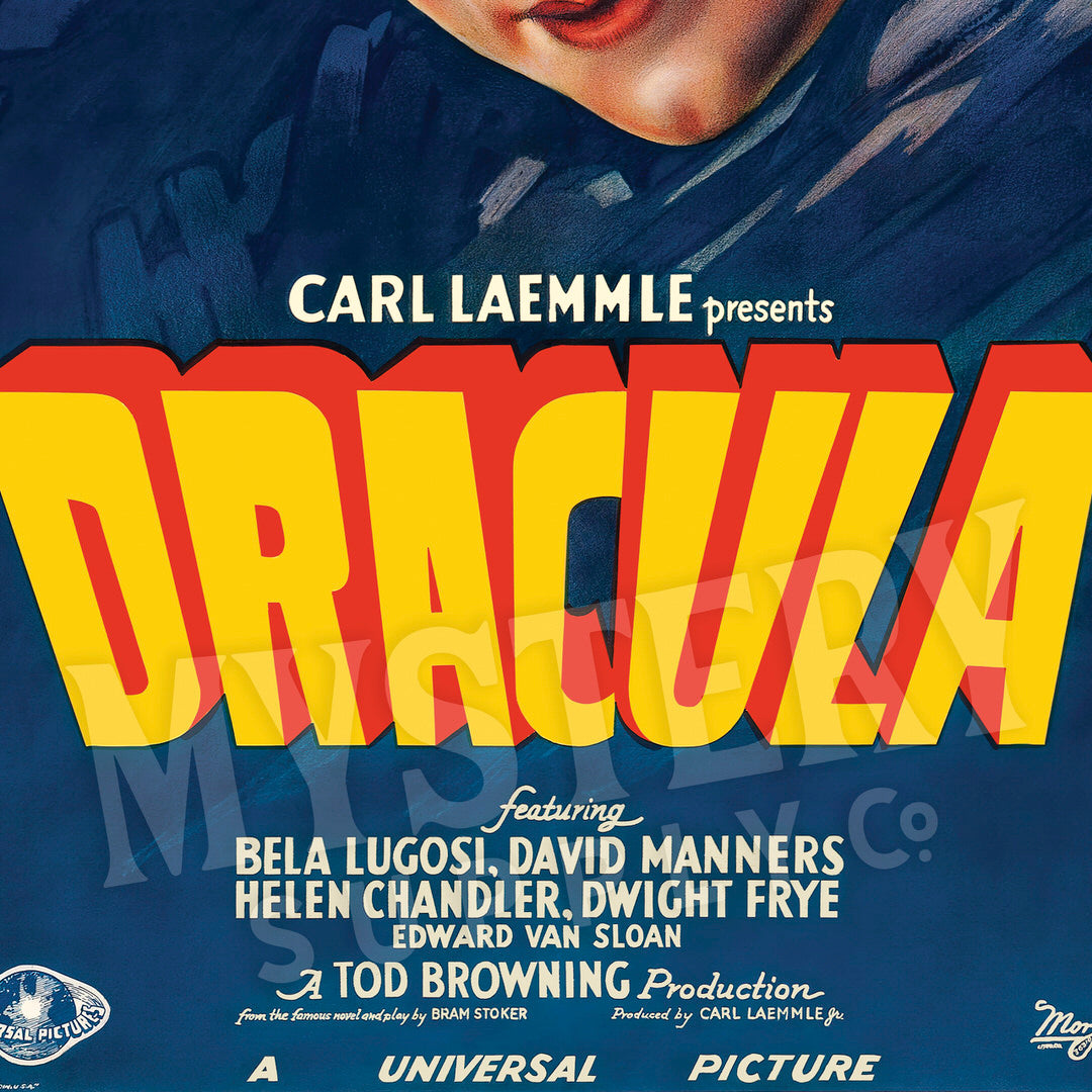 Dracula 1931 vintage Bela Lugosi horror vampire monster movie poster reproduction from Mystery Supply Co. @mysterysupplyco