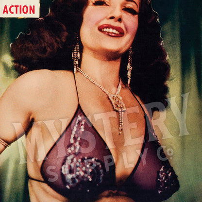 Teaserama 1955 vintage Bettie Page Tempest Storm stripper sexploitation movie poster reproduction from Mystery Supply Co. @mysterysupplyco