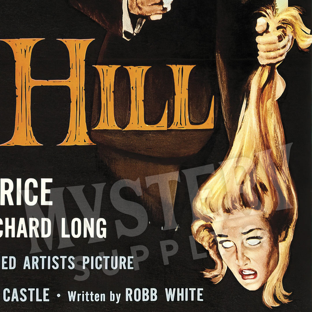House on Haunted Hill 1959 vintage horror skeleton Vincent Price movie poster reproduction from Mystery Supply Co. @mysterysupplyco