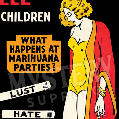 Marihuana 1936 vintage marijuana reefer weed cannabis exploitation movie poster reproduction from Mystery Supply Co. @mysterysupplyco