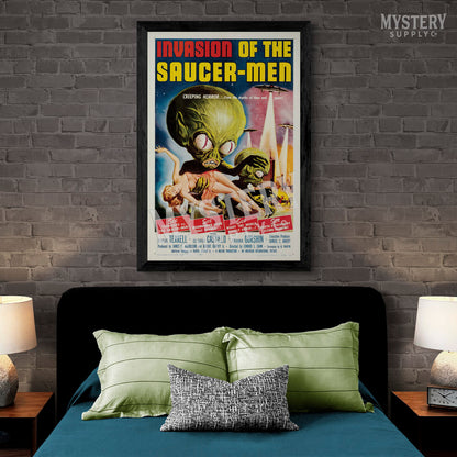 Invasion of the Saucer-Men 1957 vintage science fiction UFO flying saucer alien martian movie poster reproduction from Mystery Supply Co. @mysterysupplyco