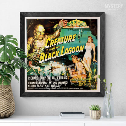 Creature from the Black Lagoon 1954 vintage horror monster gill man movie poster reproduction from Mystery Supply Co. @mysterysupplyco