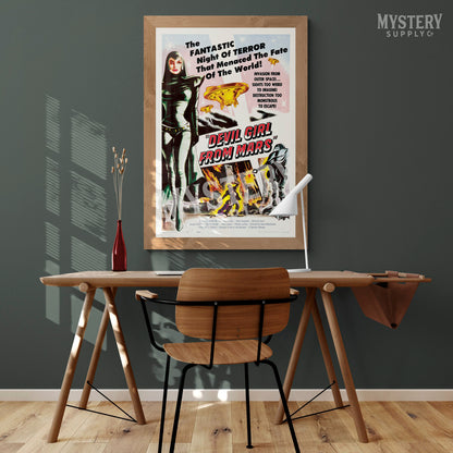 Devil Girl From Mars 1955 vintage science fiction robot alien ufo flying saucer movie poster reproduction from Mystery Supply Co. @mysterysupplyco