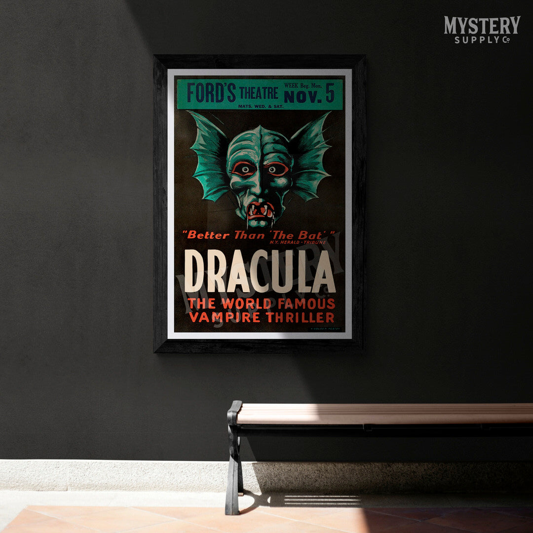 Dracula 1928 vintage horror vampire monster movie poster reproduction from Mystery Supply Co. @mysterysupplyco