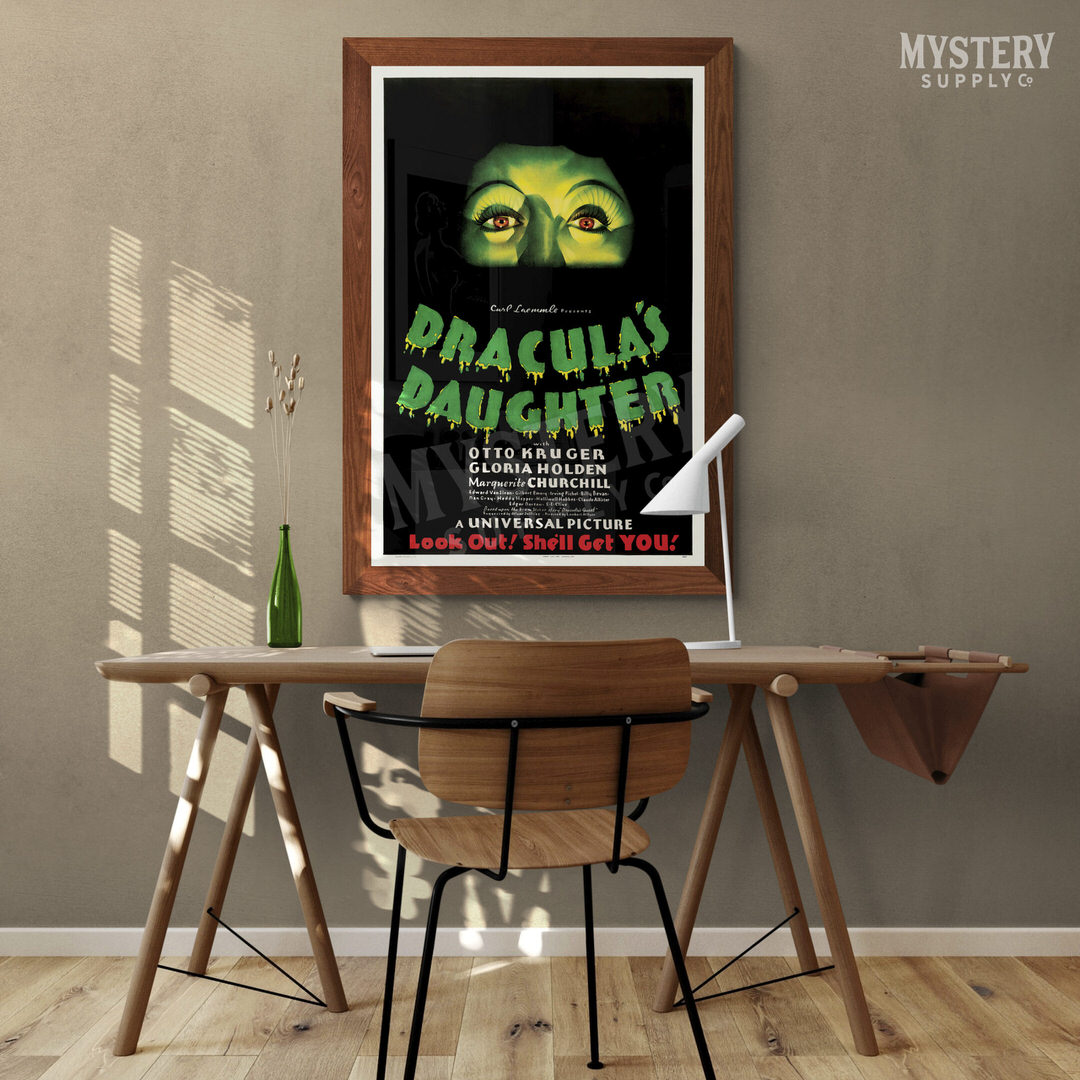 Draculas Daughter 1936 vintage horror vampire monster movie poster reproduction from Mystery Supply Co. @mysterysupplyco