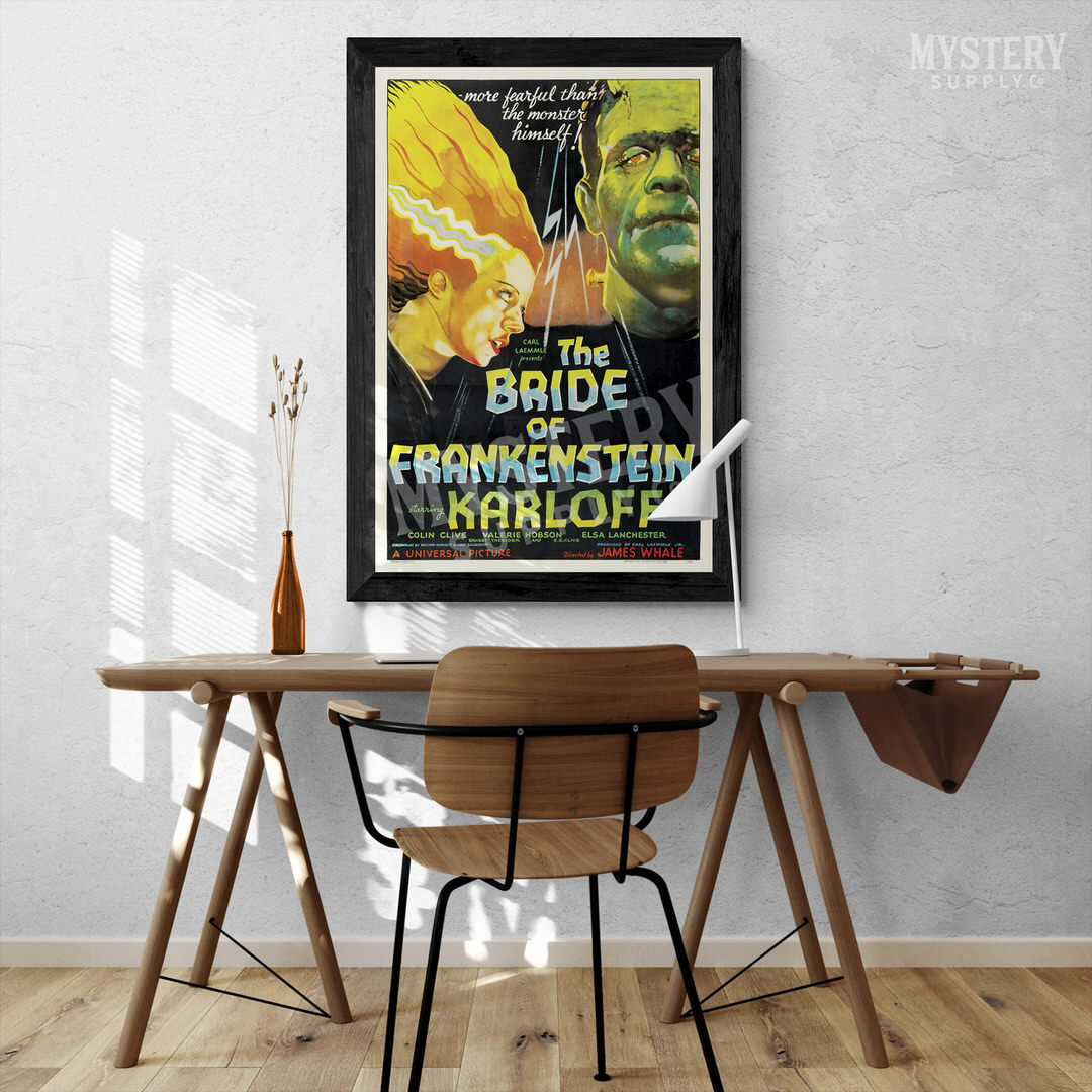 The Bride of Frankenstein 1935 vintage horror monster movie poster reproduction from Mystery Supply Co. @mysterysupplyco