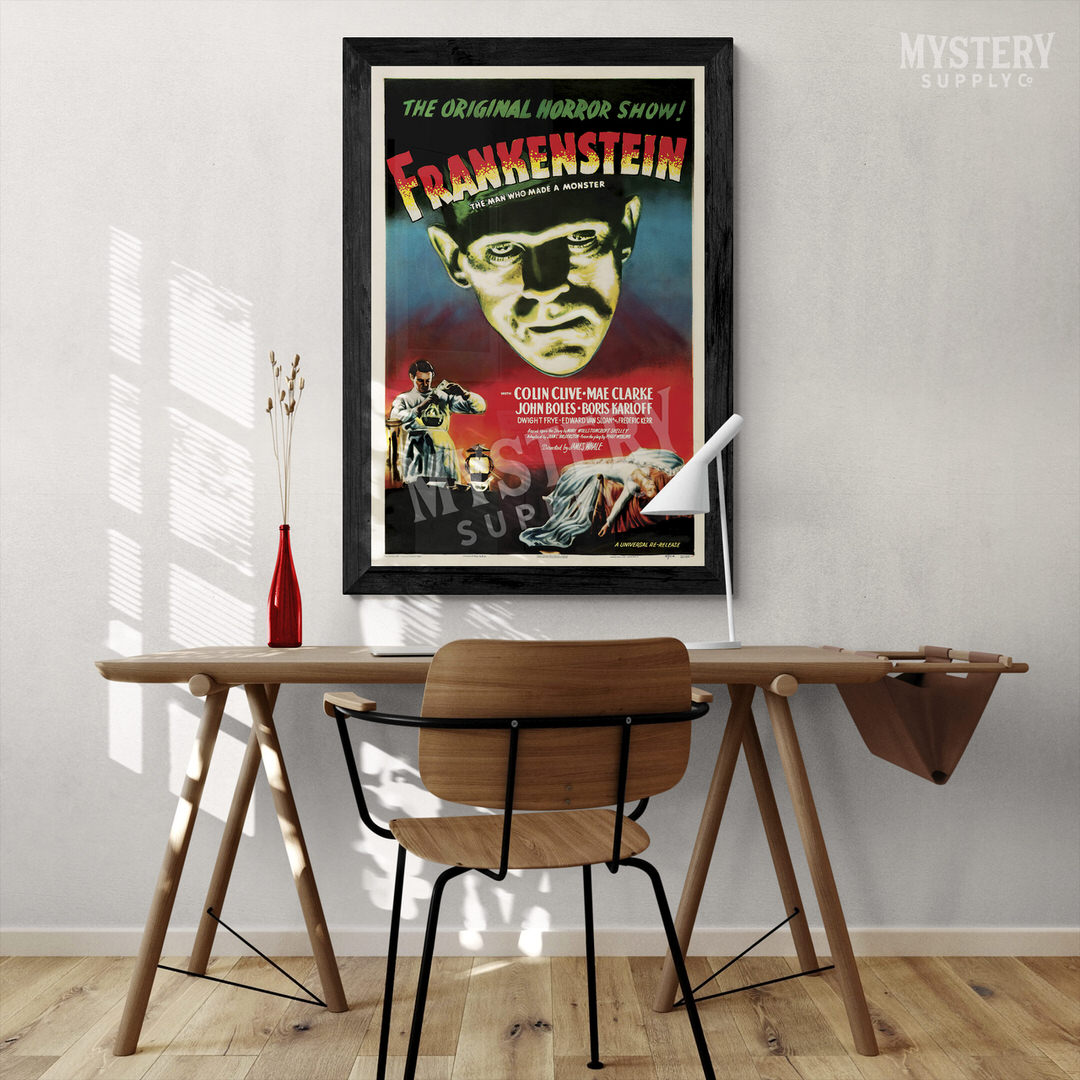 Frankenstein 1947 vintage horror monster movie poster reproduction from Mystery Supply Co. @mysterysupplyco