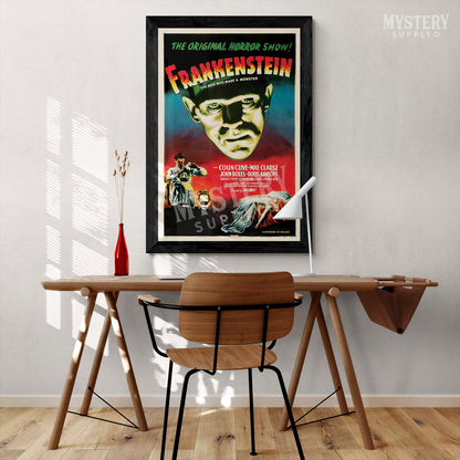 Frankenstein 1947 vintage horror monster movie poster reproduction from Mystery Supply Co. @mysterysupplyco