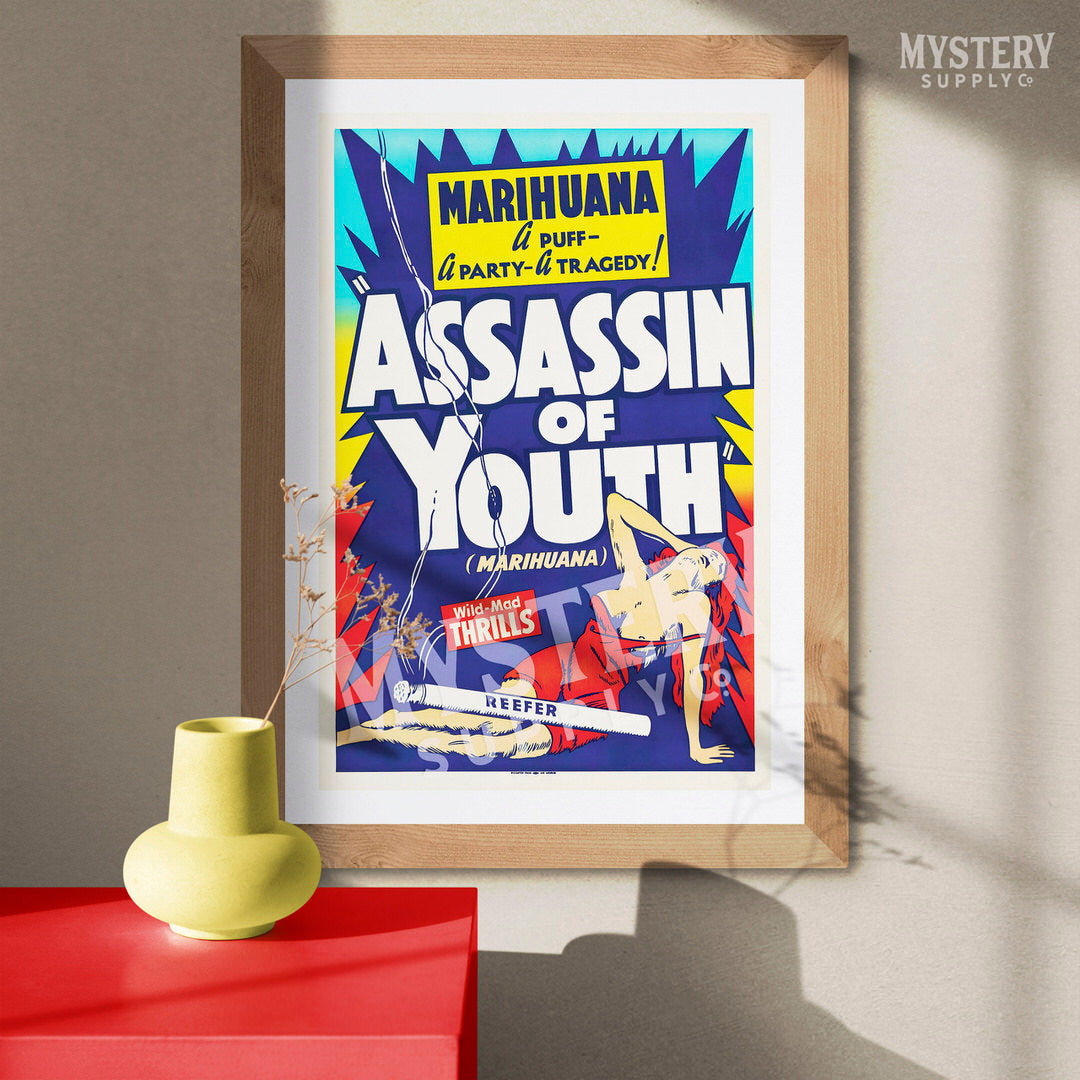 Assassin of Youth 1937 vintage marijuana reefer cannabis exploitation movie poster reproduction from Mystery Supply Co. @mysterysupplyco