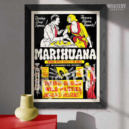 Marihuana 1936 vintage marijuana reefer weed cannabis exploitation movie poster reproduction from Mystery Supply Co. @mysterysupplyco