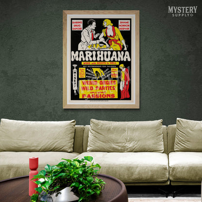 Marihuana 1936 vintage marijuana reefer weed cannabis exploitation movie poster reproduction from Mystery Supply Co. @mysterysupplyco