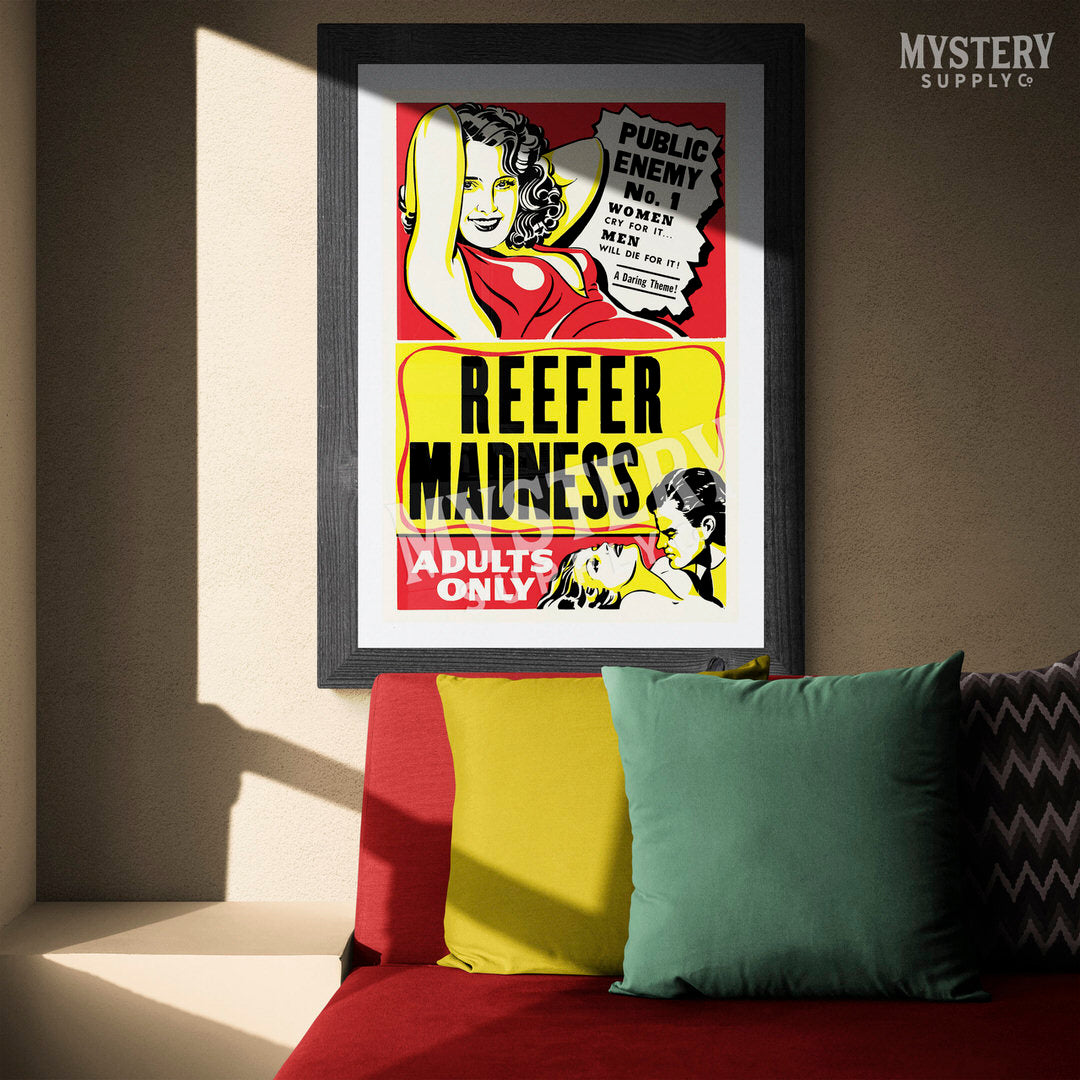 Reefer Madness 1950s vintage marijuana weed cannabis exploitation movie poster reproduction from Mystery Supply Co. @mysterysupplyco