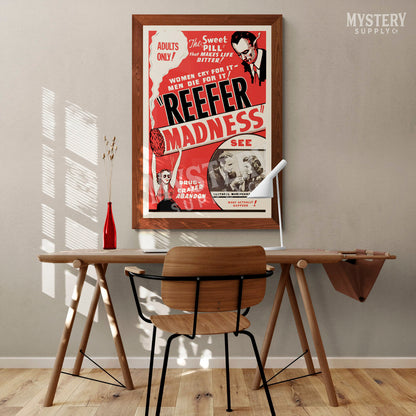 Reefer Madness 1930s vintage marijuana weed cannabis exploitation movie poster reproduction from Mystery Supply Co. @mysterysupplyco