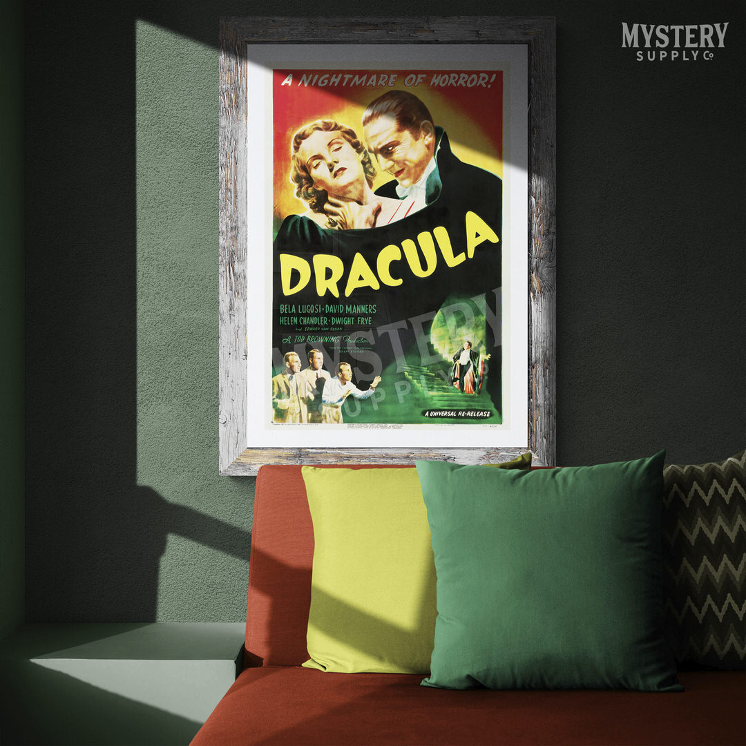 Dracula 1947 vintage horror Bela Lugosi vampire monster movie poster reproduction from Mystery Supply Co. @mysterysupplyco