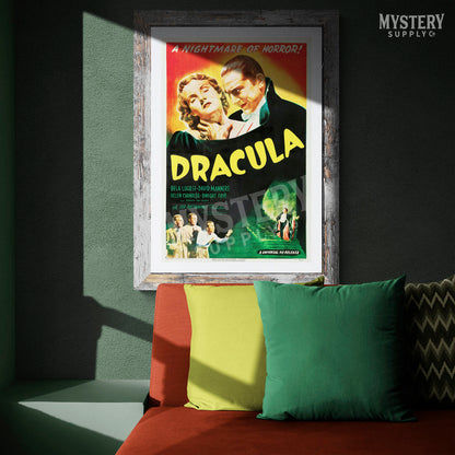 Dracula 1947 vintage horror Bela Lugosi vampire monster movie poster reproduction from Mystery Supply Co. @mysterysupplyco