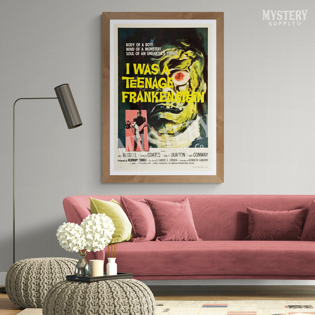 I Was A Teenage Frankenstein 1957 vintage horror monster movie poster reproduction from Mystery Supply Co. @mysterysupplyco